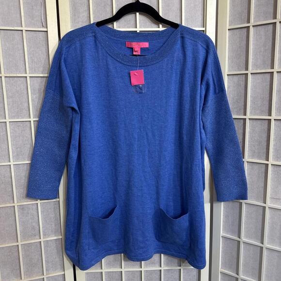 LILLY PULITZER Preppy Luxury Minimalist Sweater Oversized Pockets Coolmax XS NWT - Picture 3 of 14